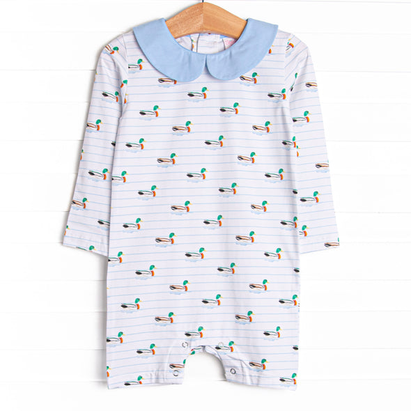 Seasonal Swim Short Romper, Blue
