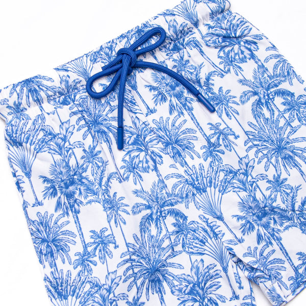 Pool Day Palms Swim Trunks, Blue