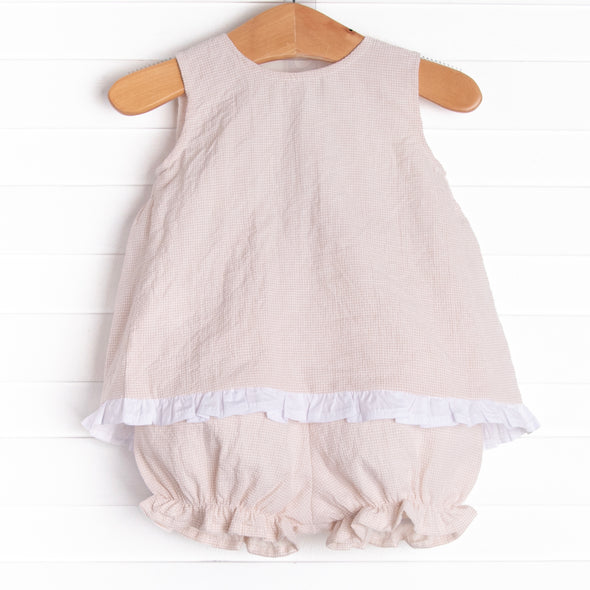 Sadie Seersucker Bloomer Set, Tan
