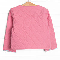 Frills and Florals Tie Front Ruffle Jacket, Medium Pink