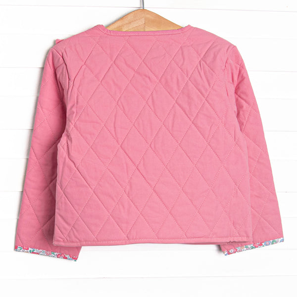 Frills and Florals Tie Front Ruffle Jacket, Medium Pink