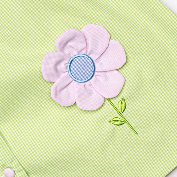 Fresh Air Flowers Applique Diaper Set, Green