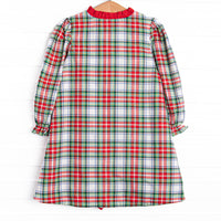 Bleu: Colette Classic Long Sleeve Dress, Red Plaid
