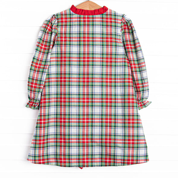 Bleu: Colette Classic Long Sleeve Dress, Red Plaid