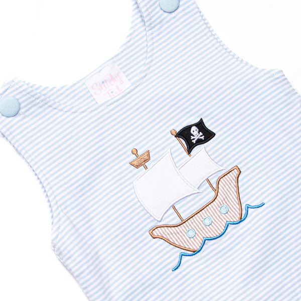 Treasure Island Applique Jon Jon, Blue