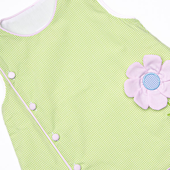 Fresh Air Flowers Applique Diaper Set, Green