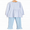 Totally Tennis Applique Ruffle Pant Set, Blue
