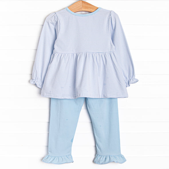 Totally Tennis Applique Ruffle Pant Set, Blue