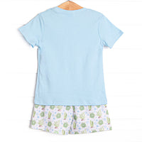 Sandy Sea Turtle Short Set, Blue