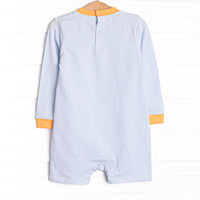 Pup In The Patch Applique Short Romper, Blue