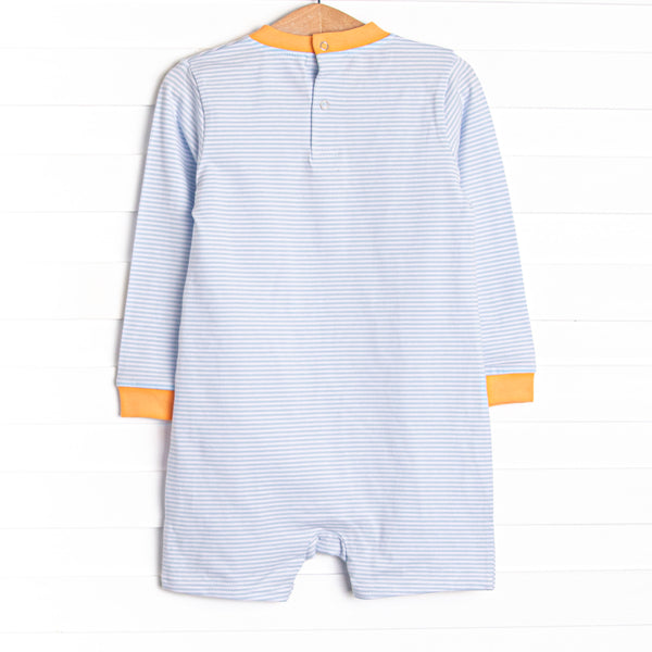 Pup In The Patch Applique Short Romper, Blue