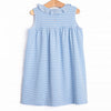 Jane Ruffle Dress, Medium Blue Stripe