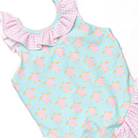 Turquoise Turtles One Piece, Pink