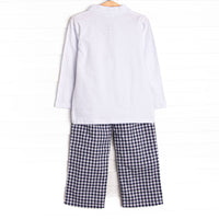 Pumpkin Patch Proper Embroidered Pant Set, Blue