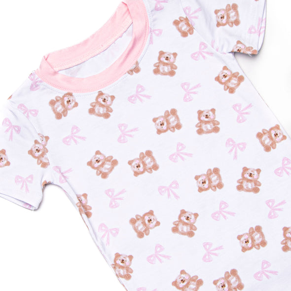 Treasured Teddy Bamboo Pajama Short Set, Pink