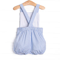 Ocean Adventure Embroidered Short Romper, Blue