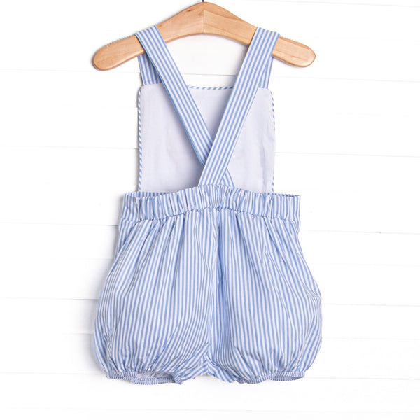 Ocean Adventure Embroidered Short Romper, Blue