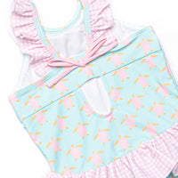 Turquoise Turtles One Piece, Pink