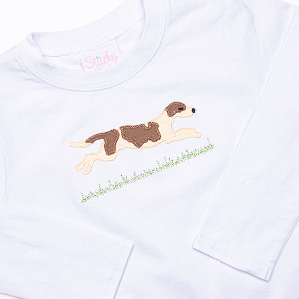 Go Dog Go Applique Top, White