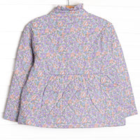 Violet Meadow Quilted Ruffle Coat, Purple Floral