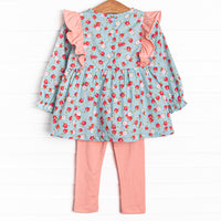 Smell the Roses Legging Set, Blue