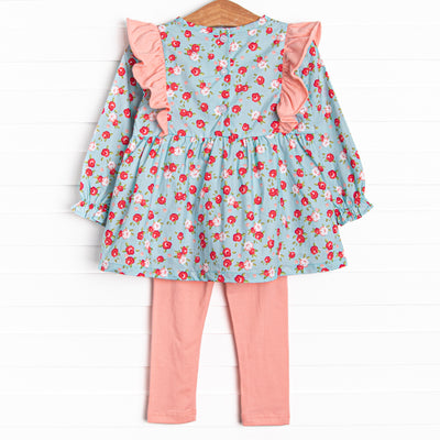 Smell the Roses Legging Set, Blue