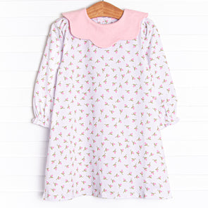 Rosey Rosebuds Bib Dress, Pink