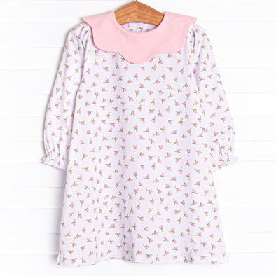 Rosey Rosebuds Bib Dress, Pink