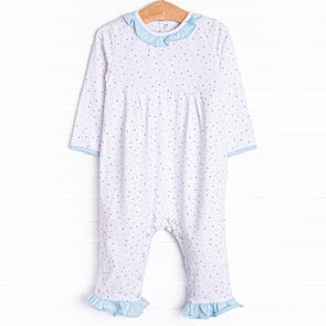 Pop, Lock, and Dot It Ruffle Romper, Blue