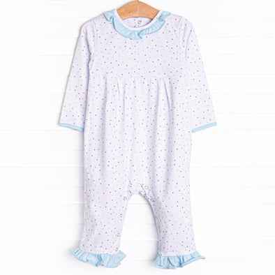 Pop, Lock, and Dot It Ruffle Romper, Blue