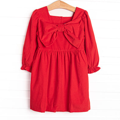 Bleu: Holly & Bows Long Sleeve Dress, Red