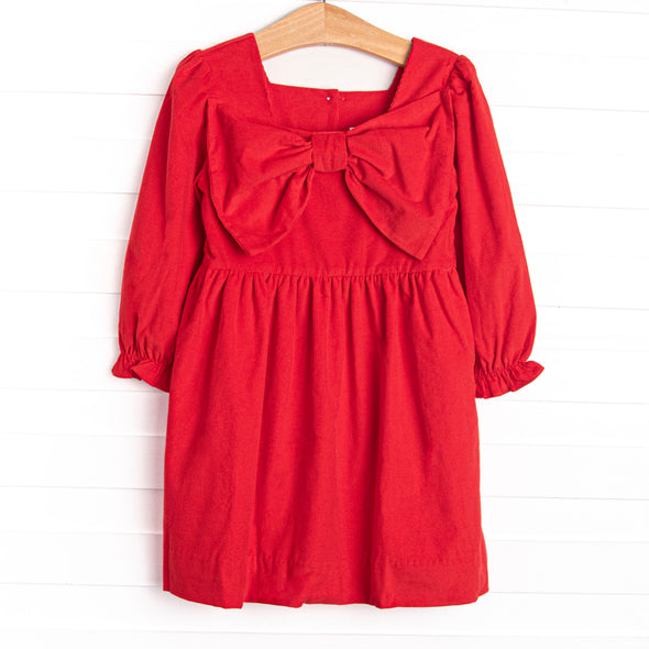 Bleu: Holly & Bows Long Sleeve Dress, Red