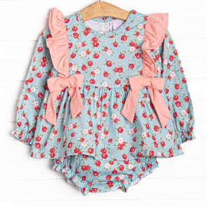 Smell the Roses Diaper Set, Blue