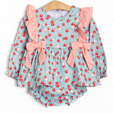 Smell the Roses Diaper Set, Blue