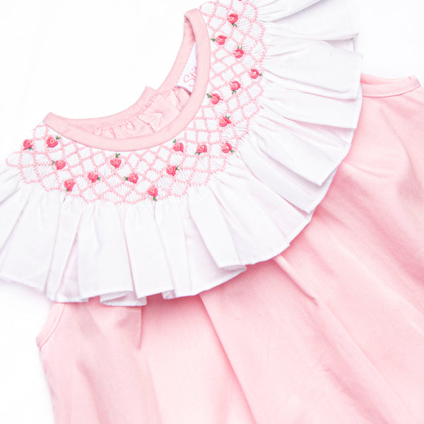 Porcelain Petals Smocked Dress, Pink