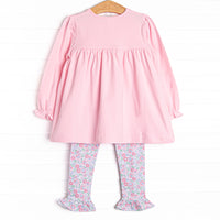 Raleigh Rose Ruffle Legging Set, Pink
