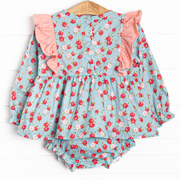 Smell the Roses Diaper Set, Blue