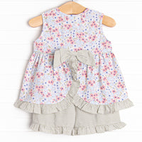 English Garden Gingham Ruffle Short Set, Green