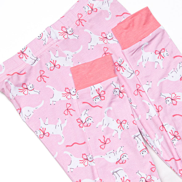 Cat Nap Bamboo Pajama Set, Pink