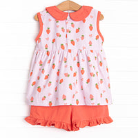 Berry Bow Ruffle Short Set, Pink
