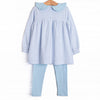 One Lucky Pup Applique Legging Set, Light Blue Stripe