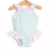 Turquoise Turtles One Piece, Pink