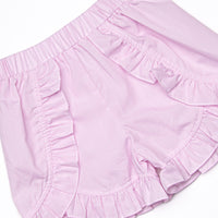 Watercolor Wallflowers Smocked Short Set, Pink