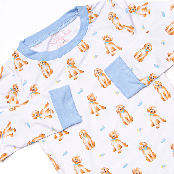 Dozing Doodles Bamboo Pajama Set, Blue