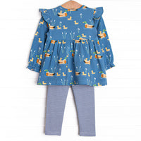 Ducks in a Row Legging Set, Blue