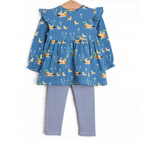 Ducks in a Row Legging Set, Blue