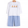 Pampered Pups Smocked Boy Pant Set, Blue