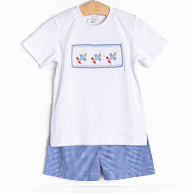 Mr. Maverick Smocked Short Set, Blue