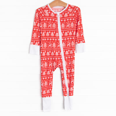 Fair Isle Favorites Bamboo Zippy Pajama, Red