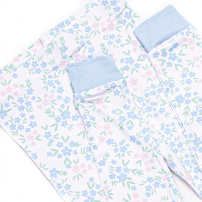 Rosette Blooms Bamboo Pajama Set, Blue